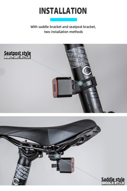 Oświetlenie tylne roweru Smart Auto LED - wykrywanie hamulca, wodoodporne, ładowane, akcesoria oświetleniowe - Wianko - 13