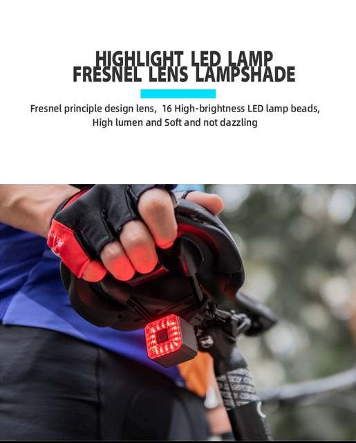 Oświetlenie tylne roweru Smart Auto LED - wykrywanie hamulca, wodoodporne, ładowane, akcesoria oświetleniowe - Wianko - 10