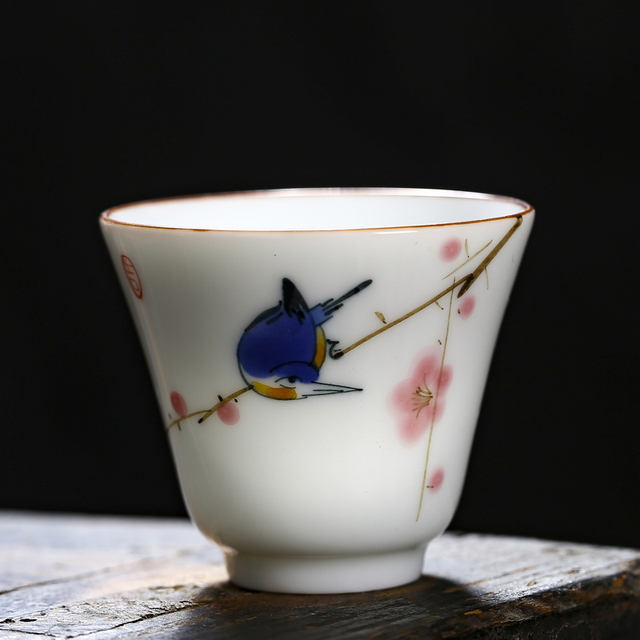 Zestaw 4 filiżanek kawowych lub herbatnych, ręcznie wykonanych z chińskiej ceramiki - Wianko - 3