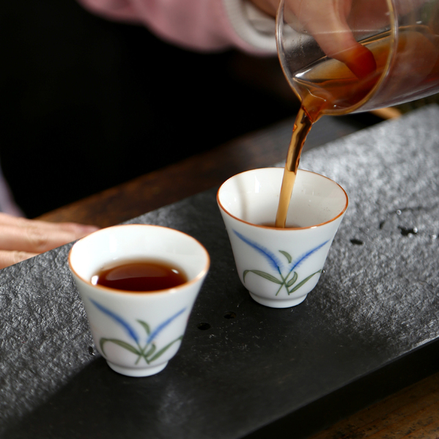Zestaw 4 filiżanek kawowych lub herbatnych, ręcznie wykonanych z chińskiej ceramiki - Wianko - 2