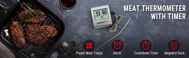 ThermoPro TP-16 - Cyfrowy termometr do piekarnika, kuchni i grilla z zegarem - Wianko - 1