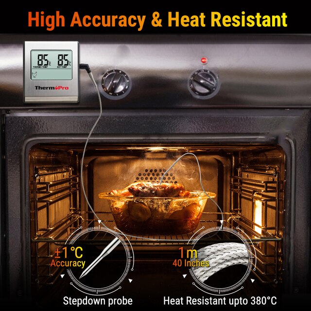 ThermoPro TP-16 - Cyfrowy termometr do piekarnika, kuchni i grilla z zegarem - Wianko - 7