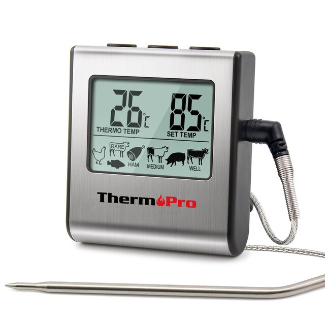 ThermoPro TP-16 - Cyfrowy termometr do piekarnika, kuchni i grilla z zegarem - Wianko - 2