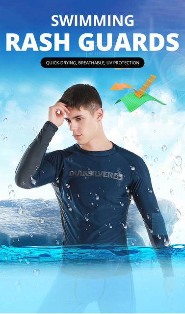 Mężczyźni długorękawowy strój kąpielowy UV Rashguard do pływania i surfowania - Wianko - 1