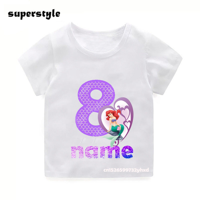 Lato 2022 - T-shirt dla dziewczynki 1-9 lat z nadrukiem syrenki księżniczki - Wianko - 12