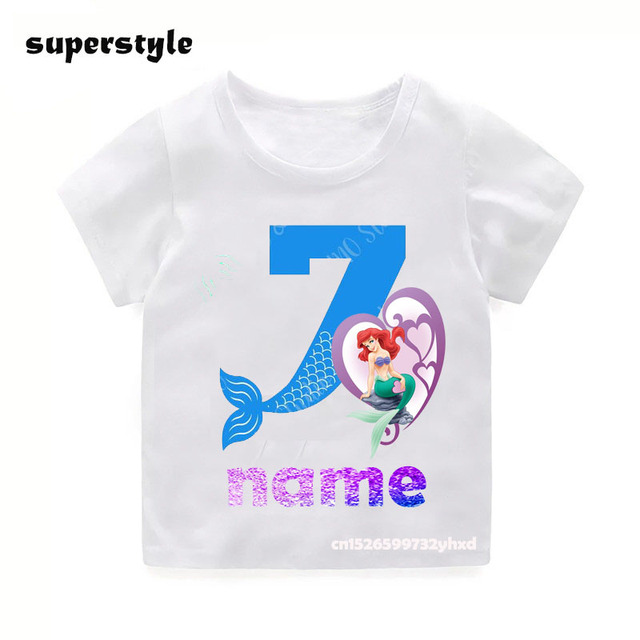 Lato 2022 - T-shirt dla dziewczynki 1-9 lat z nadrukiem syrenki księżniczki - Wianko - 11