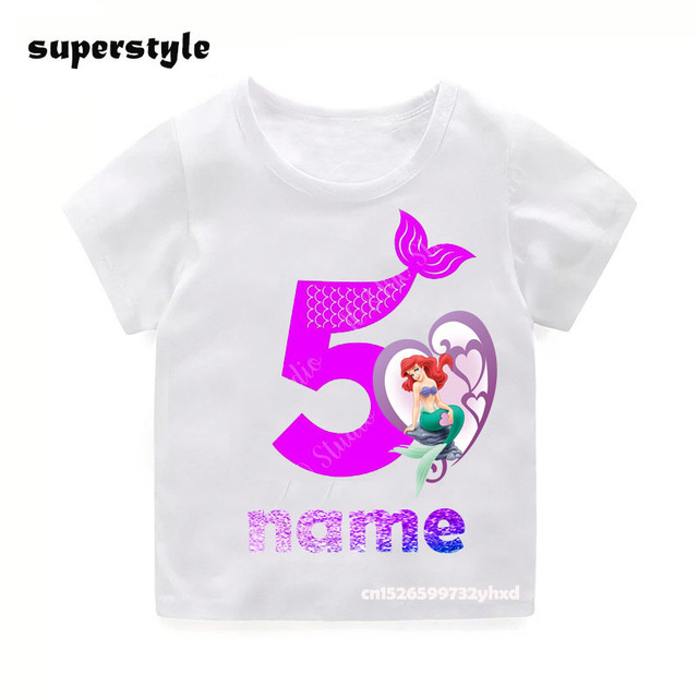 Lato 2022 - T-shirt dla dziewczynki 1-9 lat z nadrukiem syrenki księżniczki - Wianko - 9