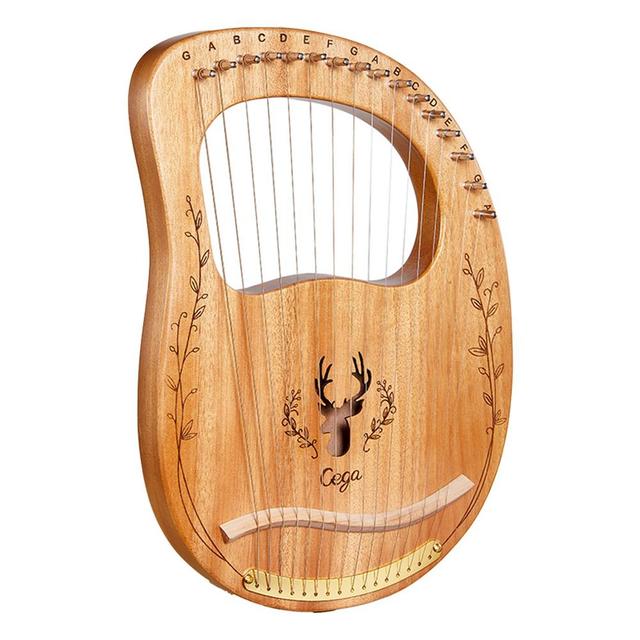 Przenośna harfa na 16 strun, mahoń, z dźwignią strojenia - Wianko - 18
