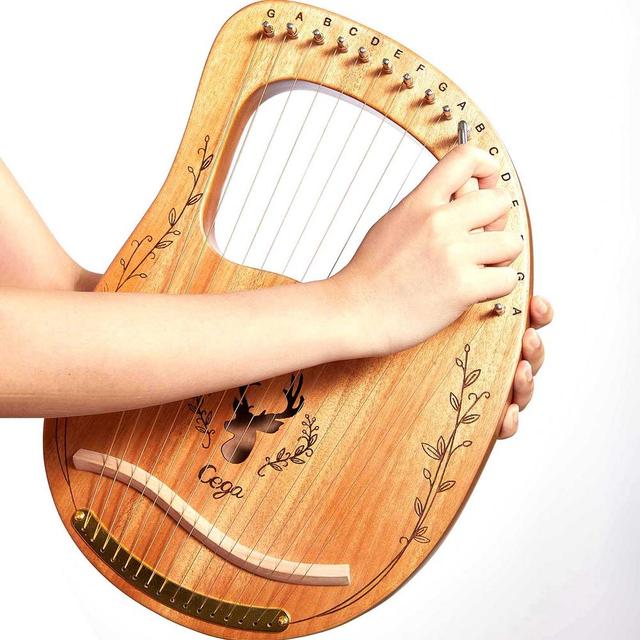 Przenośna harfa na 16 strun, mahoń, z dźwignią strojenia - Wianko - 13