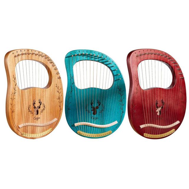 Przenośna harfa na 16 strun, mahoń, z dźwignią strojenia - Wianko - 14