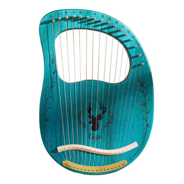 Przenośna harfa na 16 strun, mahoń, z dźwignią strojenia - Wianko - 20