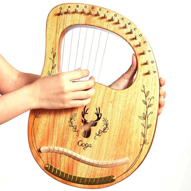 Przenośna harfa na 16 strun, mahoń, z dźwignią strojenia - Wianko - 12