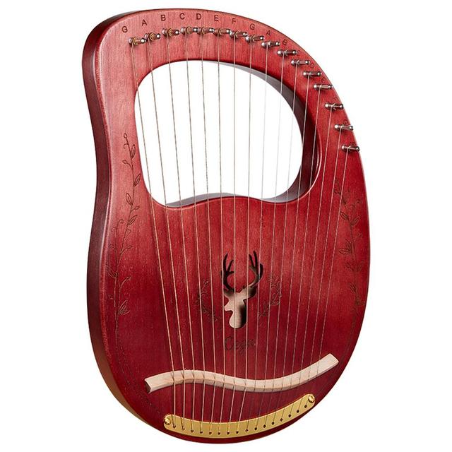 Przenośna harfa na 16 strun, mahoń, z dźwignią strojenia - Wianko - 19