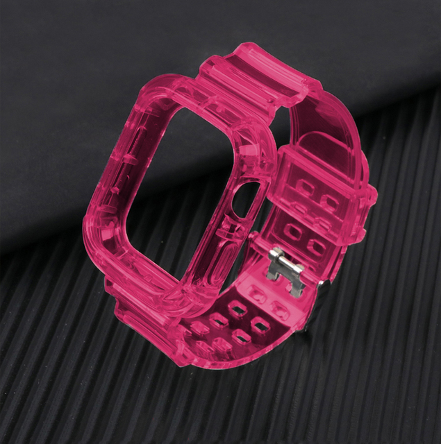 Silikonowy pasek do zegarka Apple Watch, przezroczysty 44mm 40mm iWatch, bransoletka z etui, seria 6 SE 5 4 3 - Wianko - 22