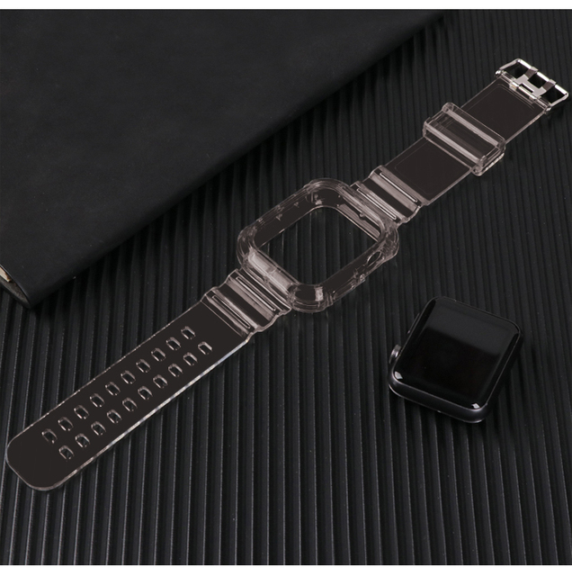 Silikonowy pasek do zegarka Apple Watch, przezroczysty 44mm 40mm iWatch, bransoletka z etui, seria 6 SE 5 4 3 - Wianko - 9