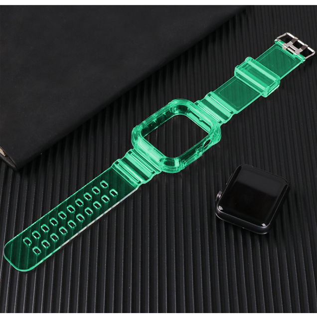 Silikonowy pasek do zegarka Apple Watch, przezroczysty 44mm 40mm iWatch, bransoletka z etui, seria 6 SE 5 4 3 - Wianko - 18