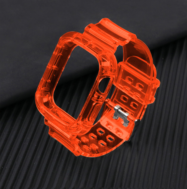 Silikonowy pasek do zegarka Apple Watch, przezroczysty 44mm 40mm iWatch, bransoletka z etui, seria 6 SE 5 4 3 - Wianko - 16