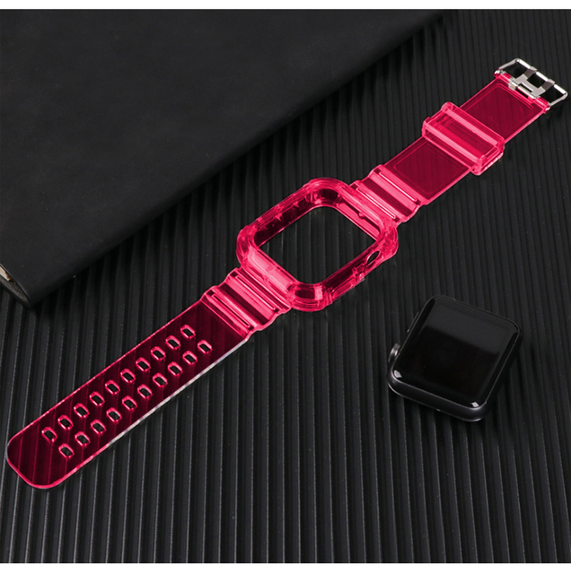 Silikonowy pasek do zegarka Apple Watch, przezroczysty 44mm 40mm iWatch, bransoletka z etui, seria 6 SE 5 4 3 - Wianko - 21