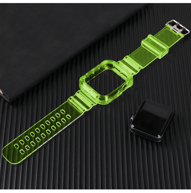 Silikonowy pasek do zegarka Apple Watch, przezroczysty 44mm 40mm iWatch, bransoletka z etui, seria 6 SE 5 4 3 - Wianko - 12