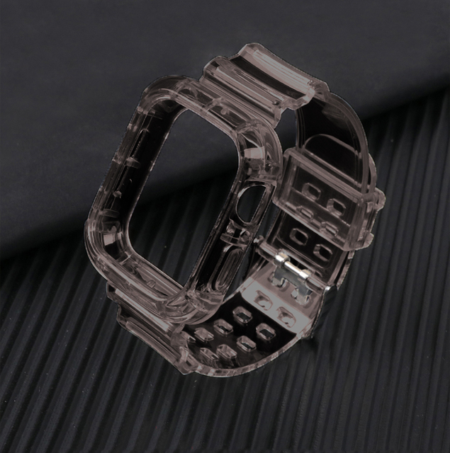 Silikonowy pasek do zegarka Apple Watch, przezroczysty 44mm 40mm iWatch, bransoletka z etui, seria 6 SE 5 4 3 - Wianko - 10