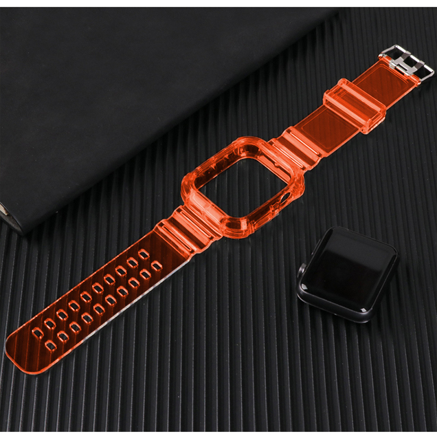 Silikonowy pasek do zegarka Apple Watch, przezroczysty 44mm 40mm iWatch, bransoletka z etui, seria 6 SE 5 4 3 - Wianko - 15