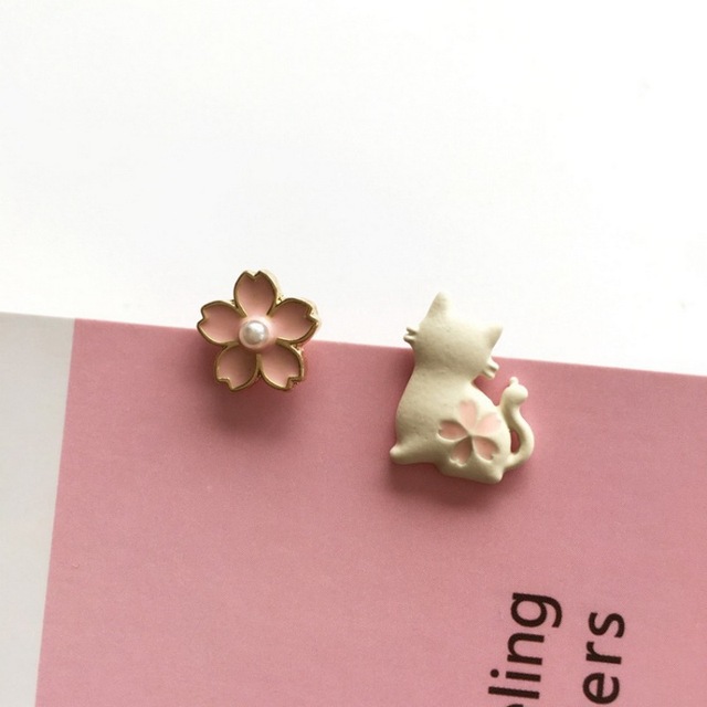 Kolczyki z sztyftem - mała stokrotka, asymetryczne, kwiaty, królik - biżuteria dla kobiet, dziewczyn, prezenty - Wianko - 85