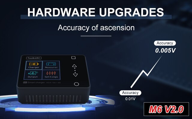 ToolkitRC M6 - 150W, 10A, ładowarka z wyjściem DC 1-6s, kolorowy ekran, wielofunkcyjna, zestaw z ADP100 - 100W, 20V, 5A zasilacz - Wianko - 5