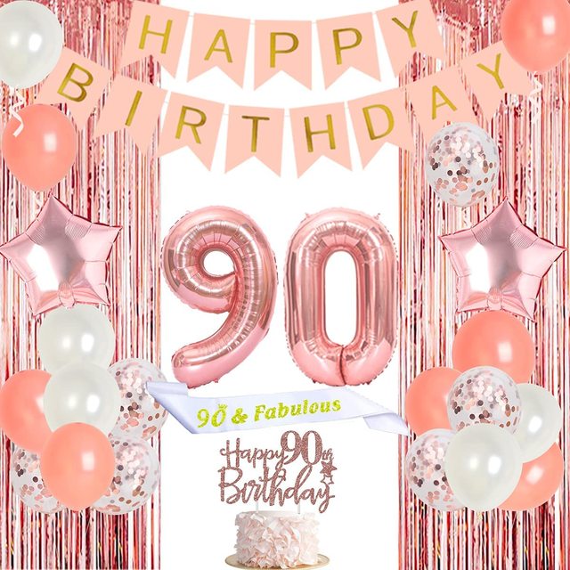 Różowe złoto - Dekoracje na imprezę urodzinową dla 90-latki z szarfą - Materiały urodzinowe - Wianko - 1
