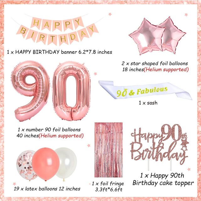 Różowe złoto - Dekoracje na imprezę urodzinową dla 90-latki z szarfą - Materiały urodzinowe - Wianko - 2