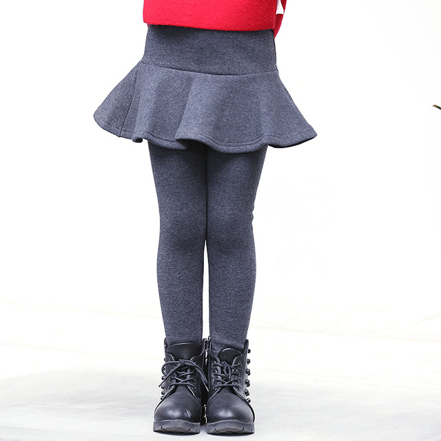 Zimowe legginsy spódnica dziewczyna - ciepłe spodnie dla dzieci, kolor jednolity, typ Culottes z Boot Cut, rozmiar 3-10 lat - Wianko - 4