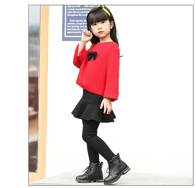 Zimowe legginsy spódnica dziewczyna - ciepłe spodnie dla dzieci, kolor jednolity, typ Culottes z Boot Cut, rozmiar 3-10 lat - Wianko - 5