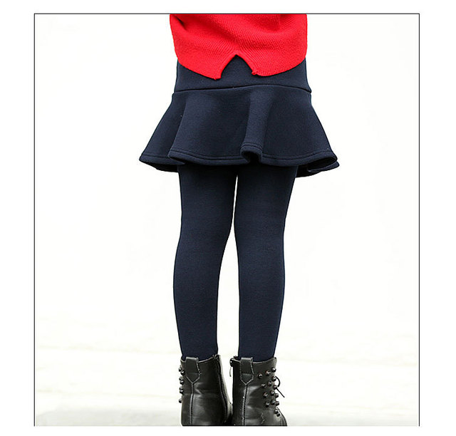 Zimowe legginsy spódnica dziewczyna - ciepłe spodnie dla dzieci, kolor jednolity, typ Culottes z Boot Cut, rozmiar 3-10 lat - Wianko - 6