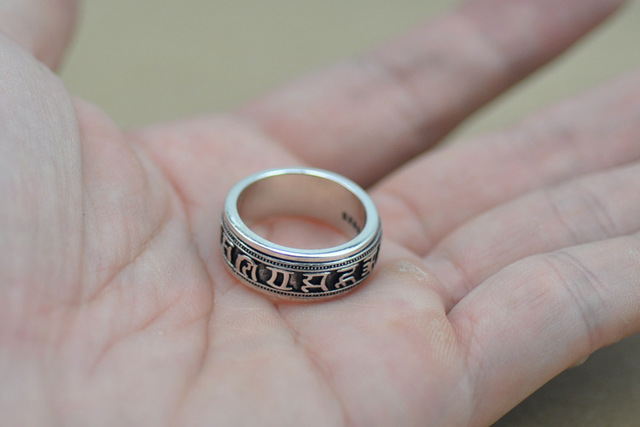 Czysty pierścień mantra sześć słów z czystego srebra próby 925 dla mężczyzn i kobiet w stylu vintage z Om Mani Padme Hum Fine Jewelry - Wianko - 14