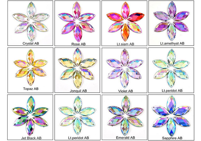 Akrylowe kryształy górskie do przyszywania - Mieszane kolor łzy szyć na Rhinestone B3816 - Wianko - 3