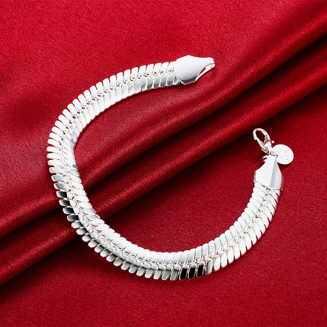 Bransoletka z łańcuszkiem wężykowym, średnica 10 mm, wykonana ze srebra próby 925, dla mężczyzn i kobiet, marki luksusowej, idealna na imprezy i prezenty świąteczne - Wianko - 2