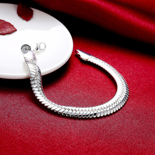 Bransoletka z łańcuszkiem wężykowym, średnica 10 mm, wykonana ze srebra próby 925, dla mężczyzn i kobiet, marki luksusowej, idealna na imprezy i prezenty świąteczne - Wianko - 3