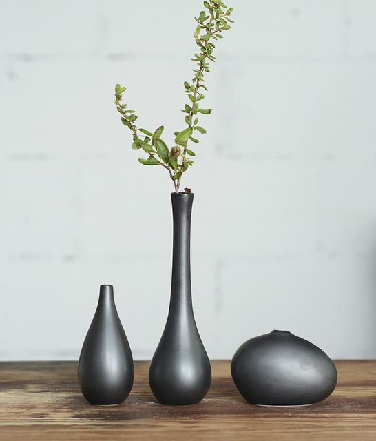 Ceramiczny mały wazon czarny prosty chiński nowoczesny Scandi dom akcesoria dekoracyjne - Wianko - 20