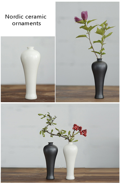 Ceramiczny mały wazon czarny prosty chiński nowoczesny Scandi dom akcesoria dekoracyjne - Wianko - 8