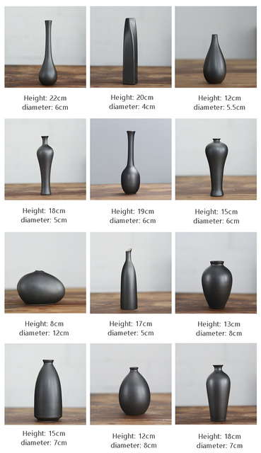 Ceramiczny mały wazon czarny prosty chiński nowoczesny Scandi dom akcesoria dekoracyjne - Wianko - 3