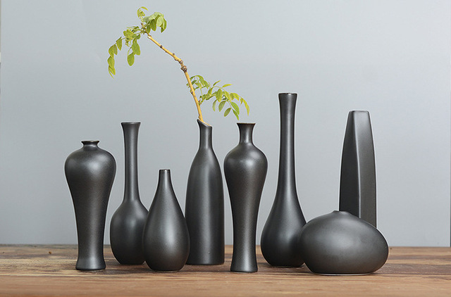 Ceramiczny mały wazon czarny prosty chiński nowoczesny Scandi dom akcesoria dekoracyjne - Wianko - 15