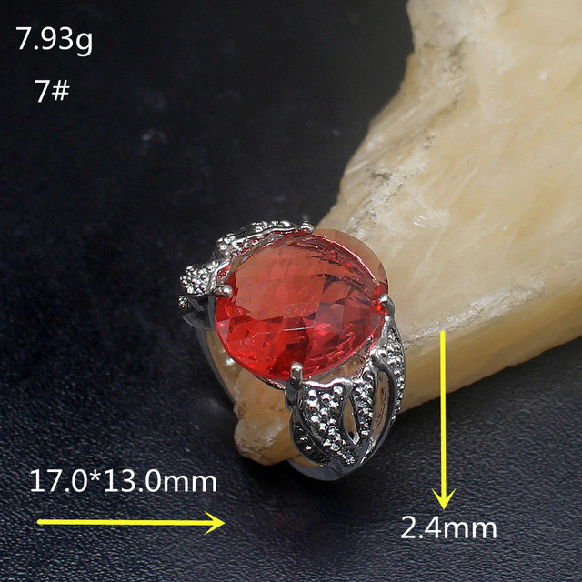 Biżuteria z czerwonym topazem 925 srebro - unikalne pierścionki dla kobiet i mężczyzn - Wianko - 1