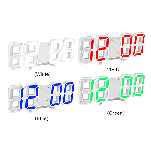 Nowoczesny 3D świecący zegar LED USB do dekoracji ściany - naklejka na ścianę zegar elektroniczny z alarmem do salonu - Wianko - 2