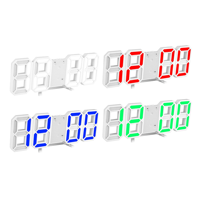 Nowoczesny 3D świecący zegar LED USB do dekoracji ściany - naklejka na ścianę zegar elektroniczny z alarmem do salonu - Wianko - 1