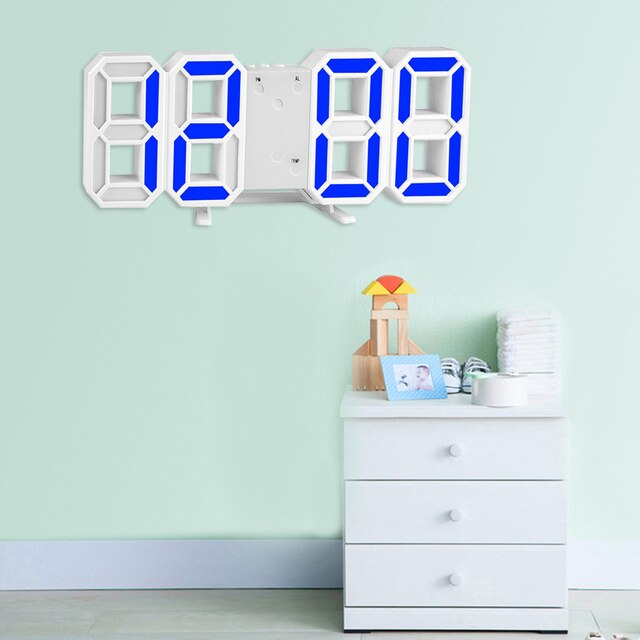 Nowoczesny 3D świecący zegar LED USB do dekoracji ściany - naklejka na ścianę zegar elektroniczny z alarmem do salonu - Wianko - 6