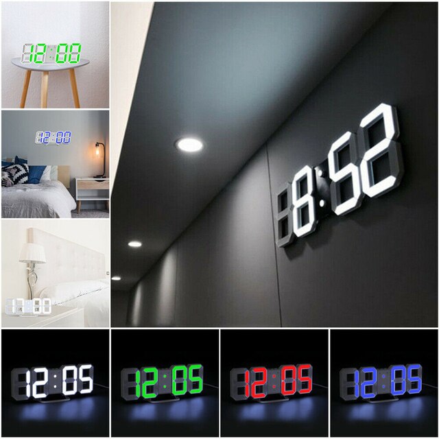 Nowoczesny 3D świecący zegar LED USB do dekoracji ściany - naklejka na ścianę zegar elektroniczny z alarmem do salonu - Wianko - 3