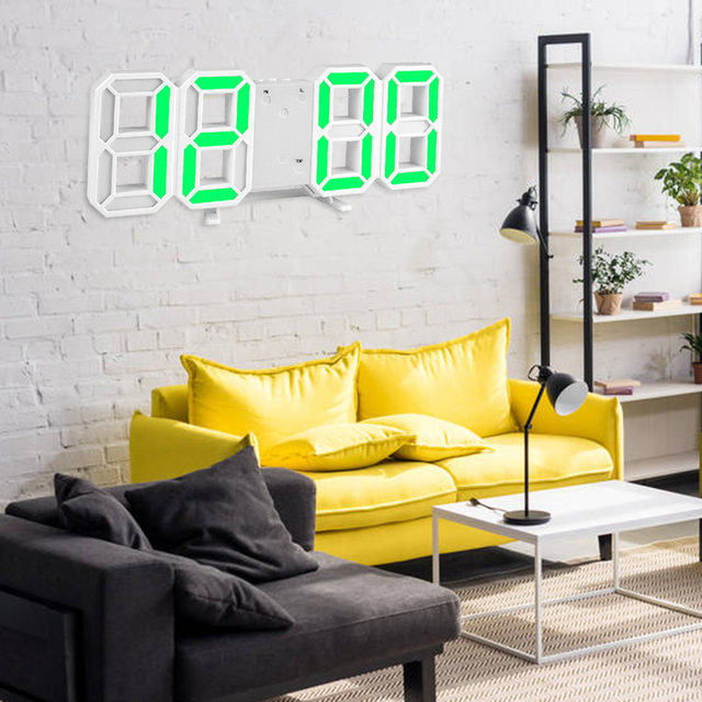 Nowoczesny 3D świecący zegar LED USB do dekoracji ściany - naklejka na ścianę zegar elektroniczny z alarmem do salonu - Wianko - 7
