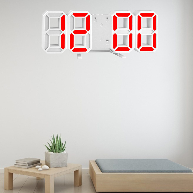 Nowoczesny 3D świecący zegar LED USB do dekoracji ściany - naklejka na ścianę zegar elektroniczny z alarmem do salonu - Wianko - 5