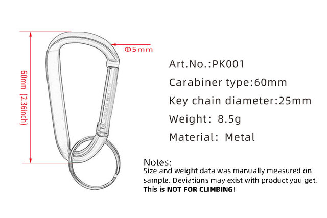 100 małych karabinków brelok do kluczy w kształcie pierścienia Mini Caribeaner klipy - logo, promocyjny upominek, karabińczyk D kształt pierścienia spersonalizowany - Wianko - 1
