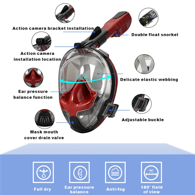 Silikonowa maska do nurkowania pełna sucha z pływającym koralikiem i wodoodporną rurką do oddychania - sprzęt do szkolenia pływackiego i snorkelingu - Wianko - 12