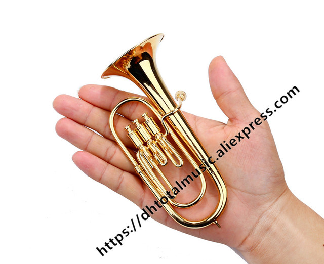 Mini Tuba miniaturowy barytonowy - Model Mini barytonowy róg miedź - instrument muzyczny dekoracyjny do kolekcji - Wianko - 1